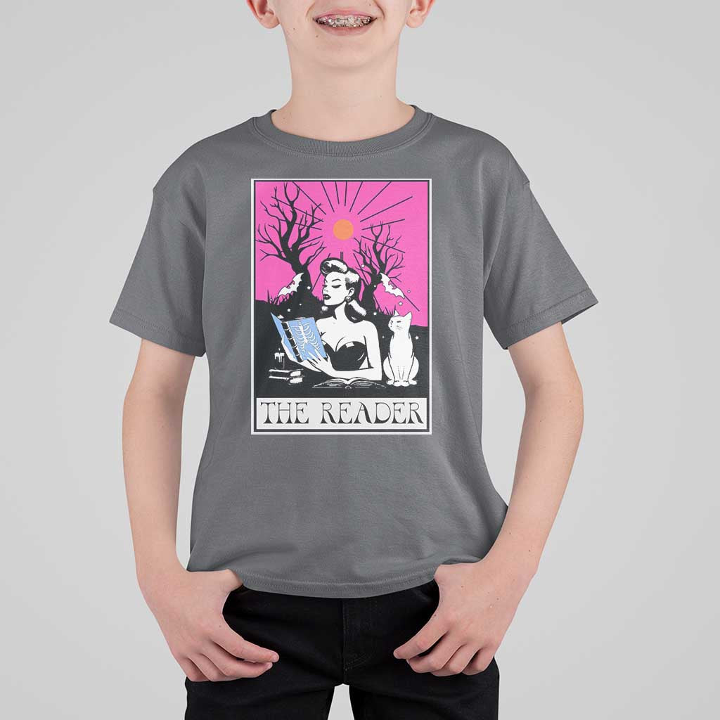 The Reader Tarot T Shirt For Kid Witch Reading Book Club Occult Cat Mom - Wonder Print Shop