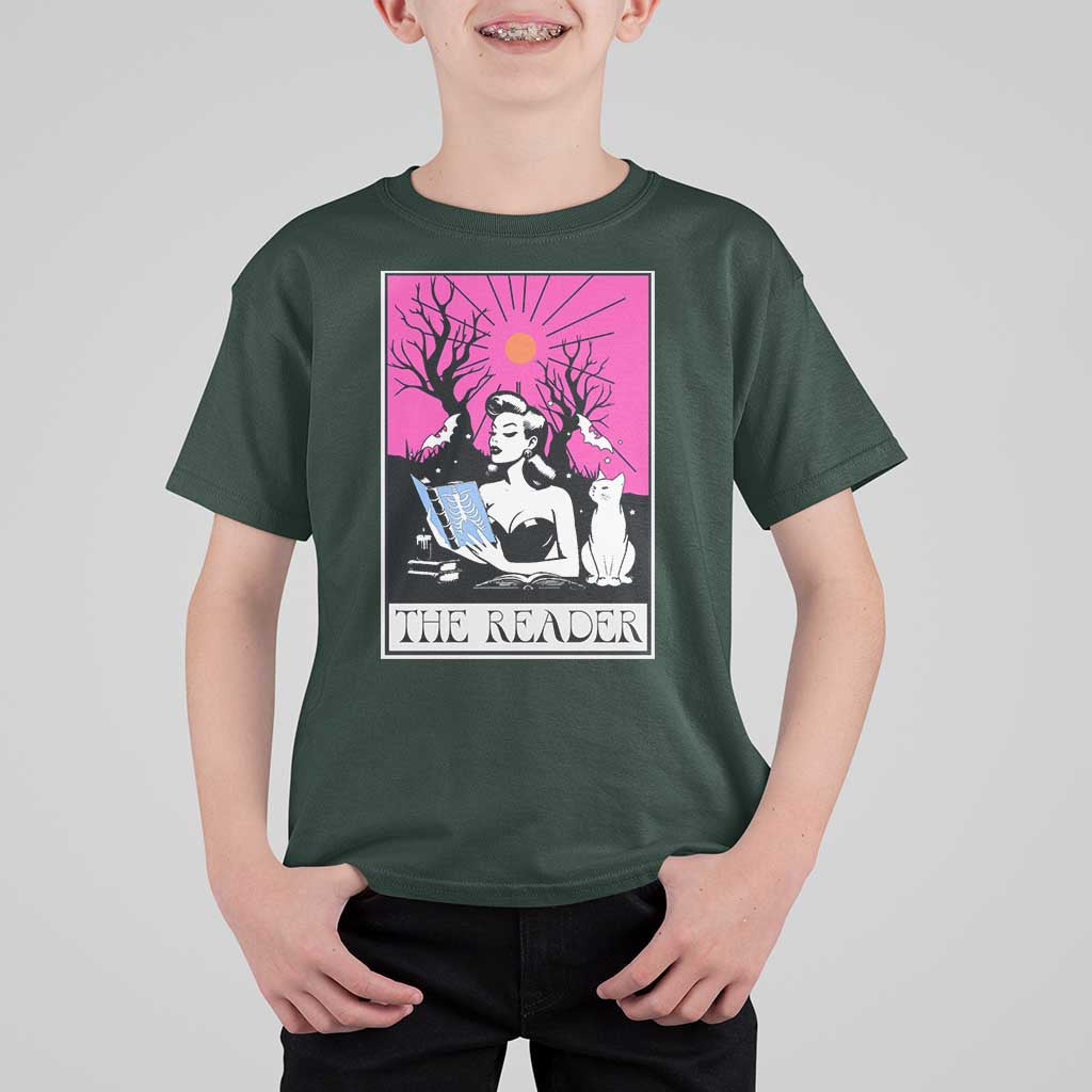 The Reader Tarot T Shirt For Kid Witch Reading Book Club Occult Cat Mom - Wonder Print Shop