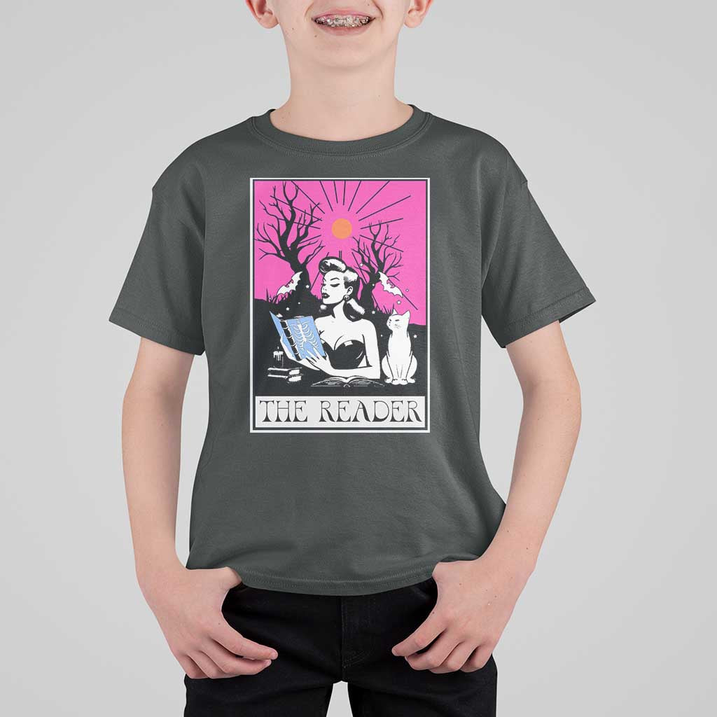 The Reader Tarot T Shirt For Kid Witch Reading Book Club Occult Cat Mom - Wonder Print Shop