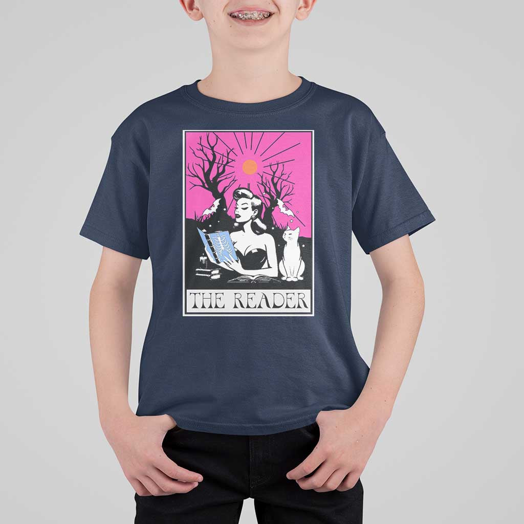 The Reader Tarot T Shirt For Kid Witch Reading Book Club Occult Cat Mom - Wonder Print Shop