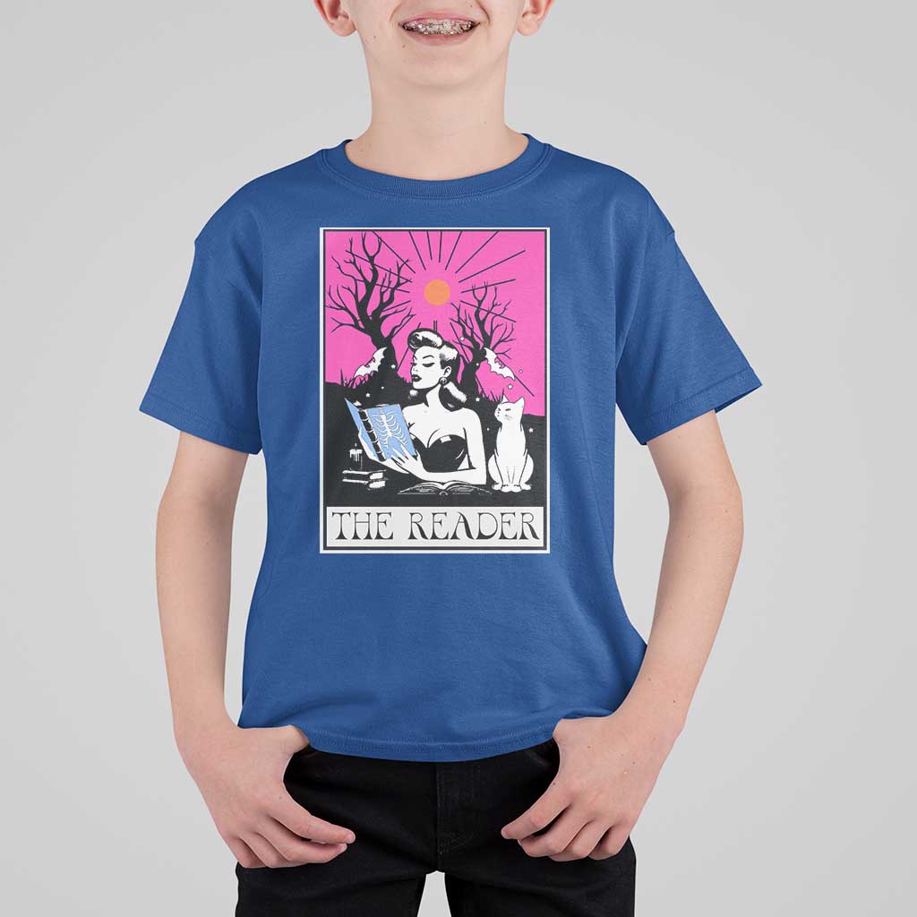 The Reader Tarot T Shirt For Kid Witch Reading Book Club Occult Cat Mom - Wonder Print Shop