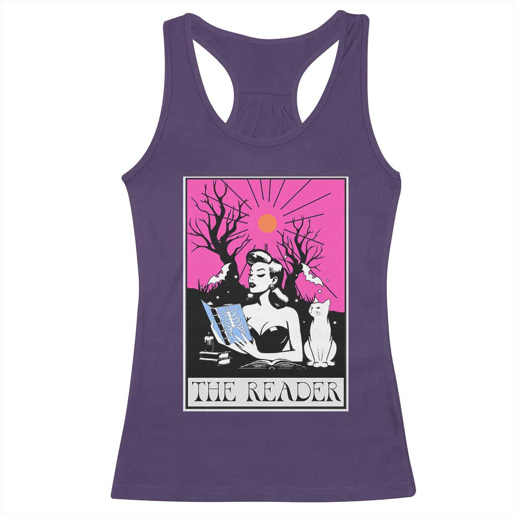 The Reader Tarot Racerback Tank Top Witch Reading Book Club Occult Cat Mom - Wonder Print Shop