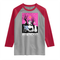 The Reader Tarot Raglan Shirt Witch Reading Book Club Occult Cat Mom - Wonder Print Shop