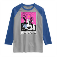 The Reader Tarot Raglan Shirt Witch Reading Book Club Occult Cat Mom - Wonder Print Shop
