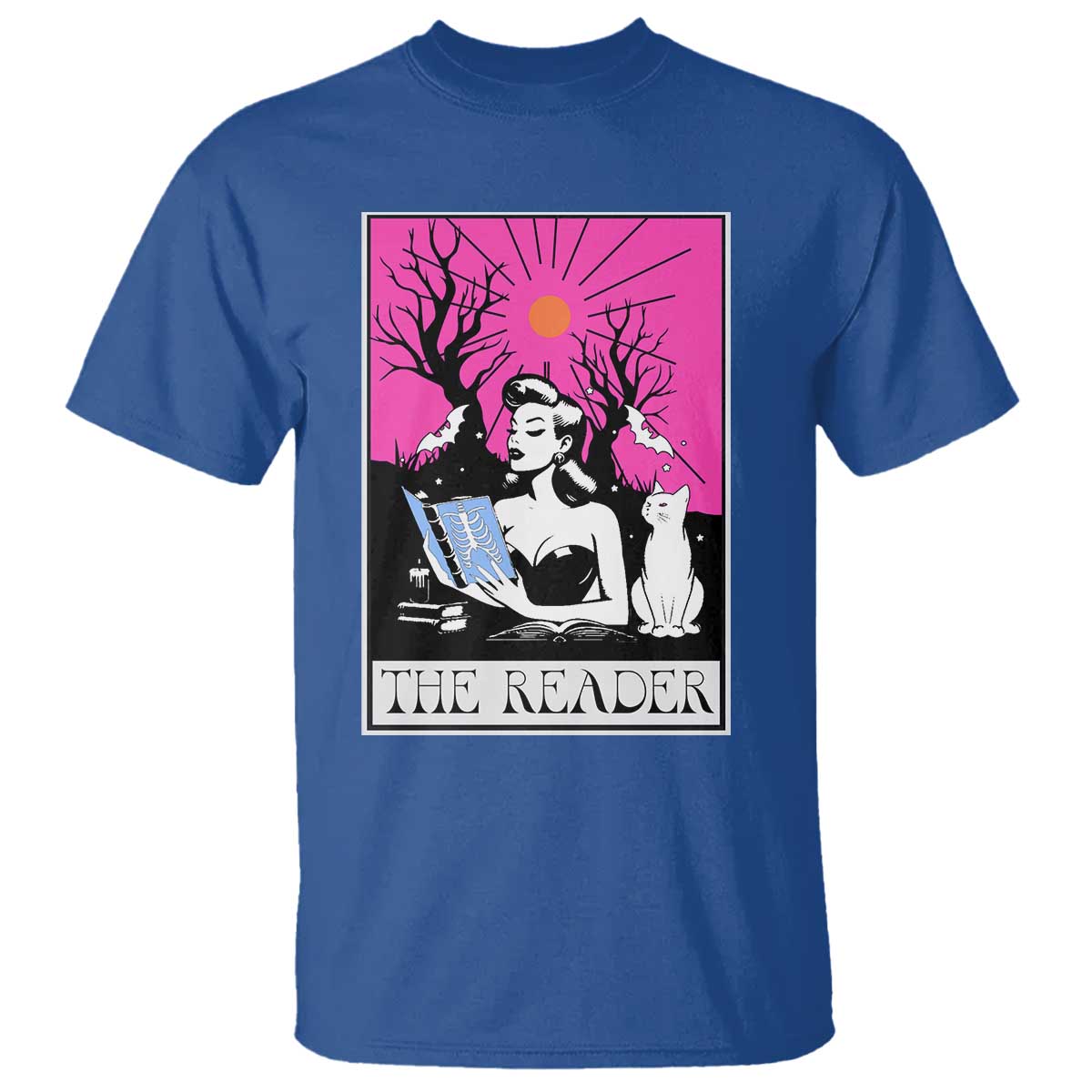 The Reader Tarot T Shirt Witch Reading Book Club Occult Cat Mom - Wonder Print Shop
