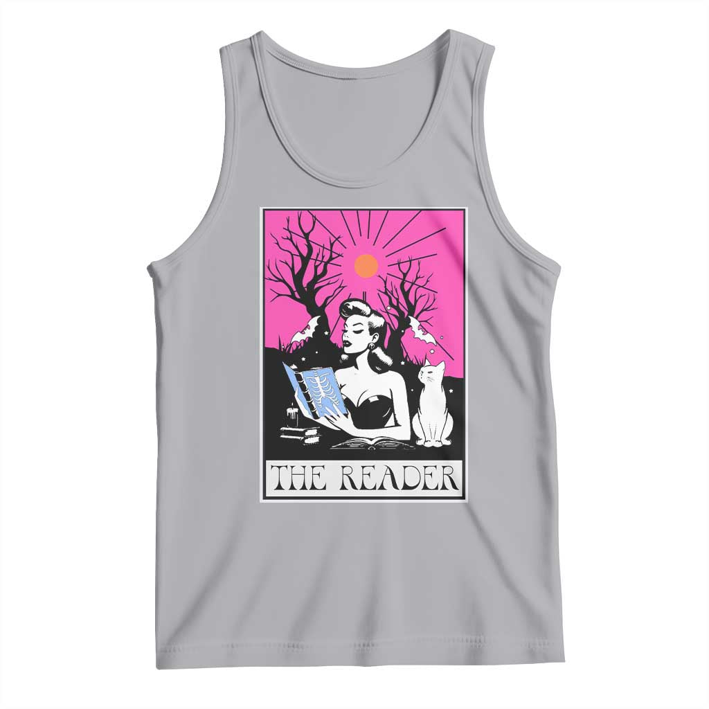 The Reader Tarot Tank Top Witch Reading Book Club Occult Cat Mom - Wonder Print Shop