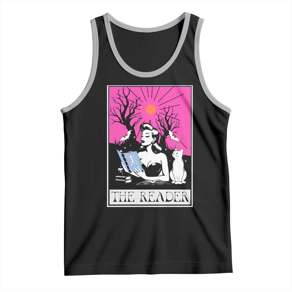 The Reader Tarot Tank Top Witch Reading Book Club Occult Cat Mom - Wonder Print Shop
