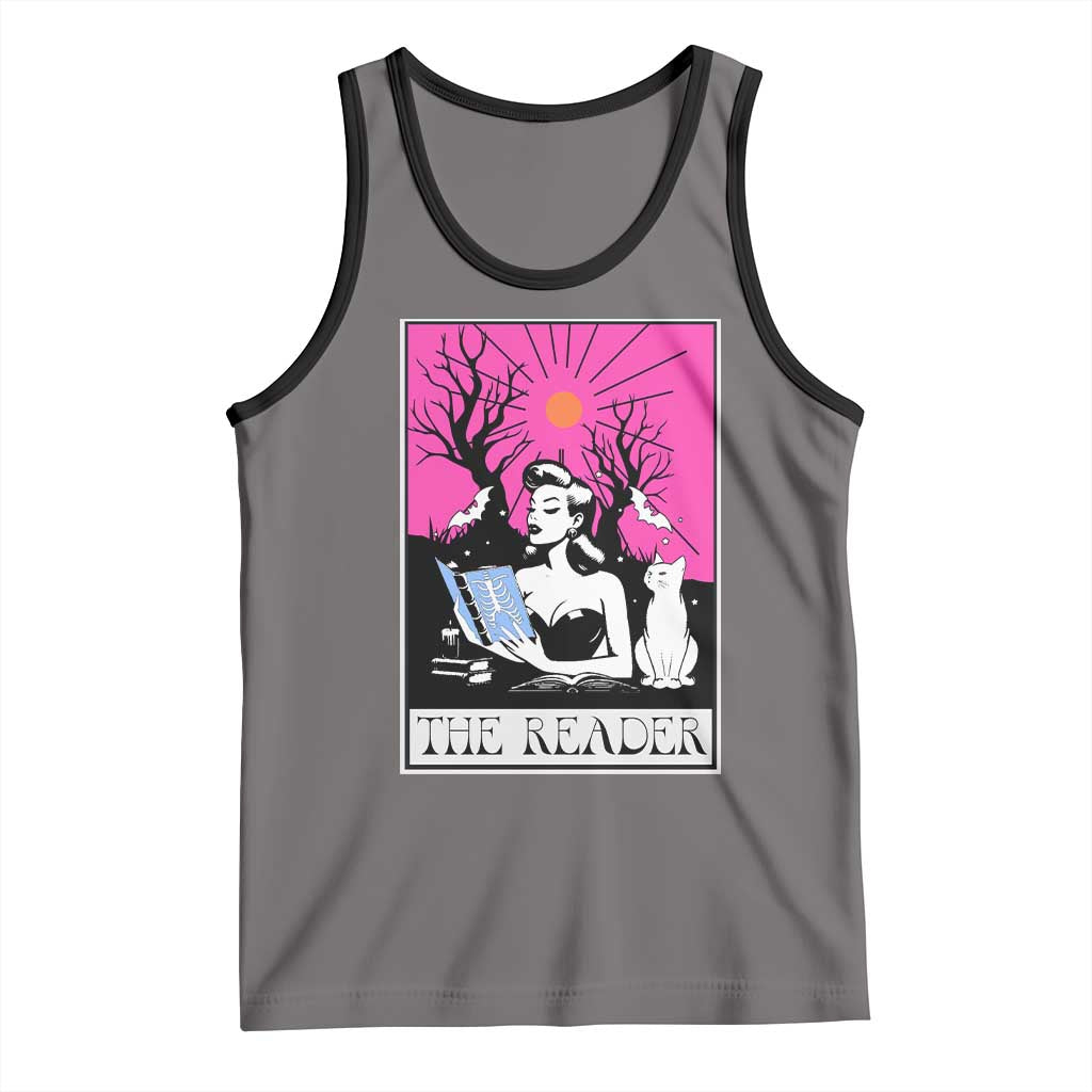 The Reader Tarot Tank Top Witch Reading Book Club Occult Cat Mom - Wonder Print Shop