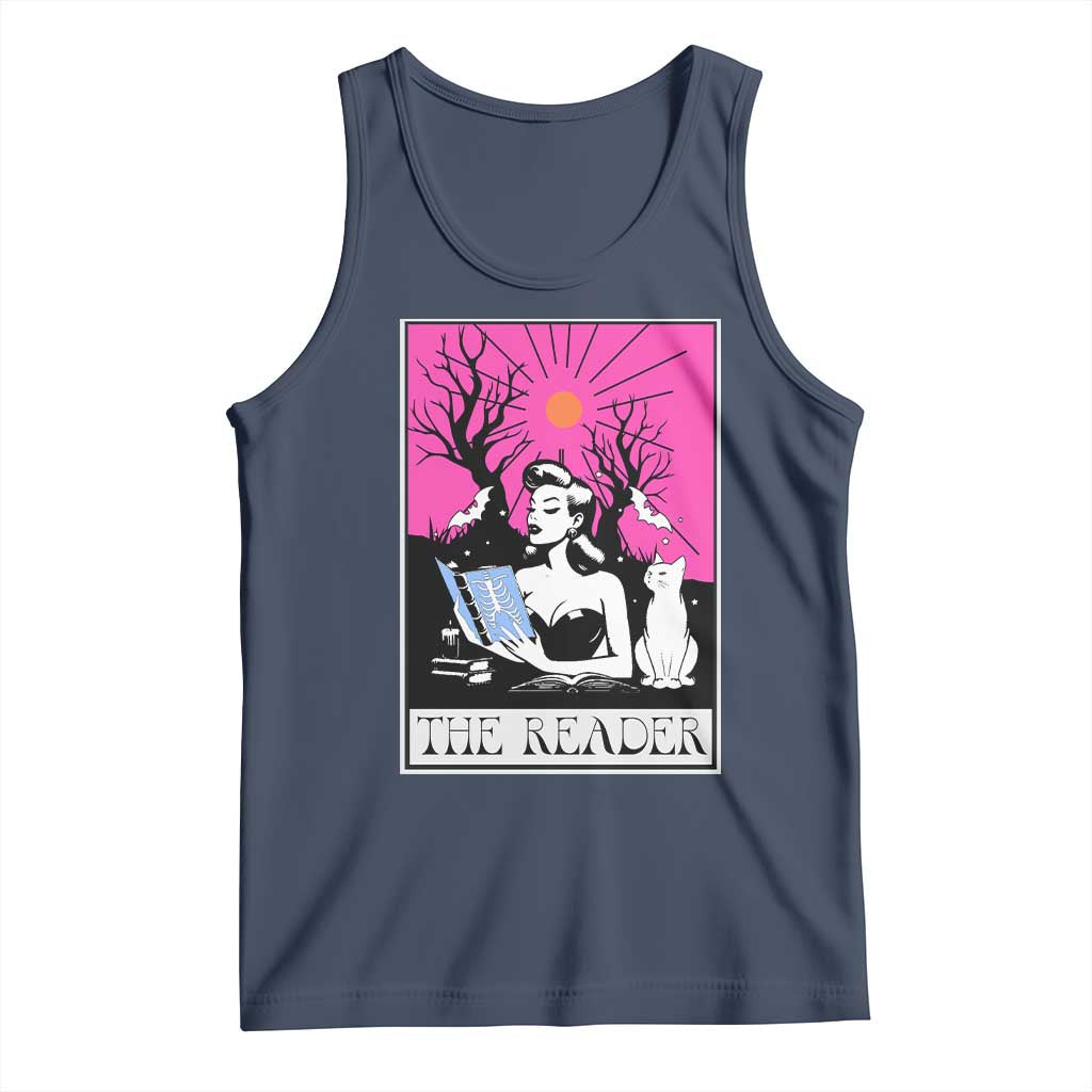 The Reader Tarot Tank Top Witch Reading Book Club Occult Cat Mom - Wonder Print Shop
