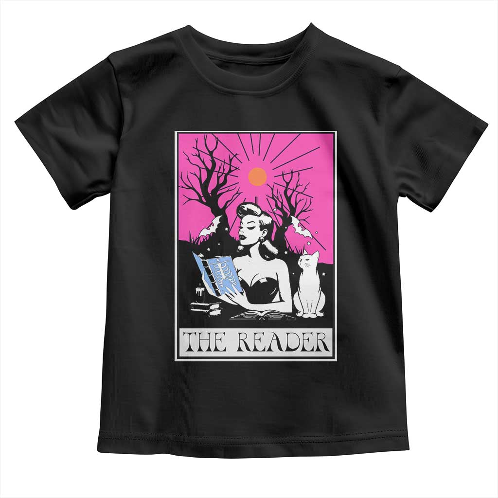 The Reader Tarot Toddler T Shirt Witch Reading Book Club Occult Cat Mom - Wonder Print Shop