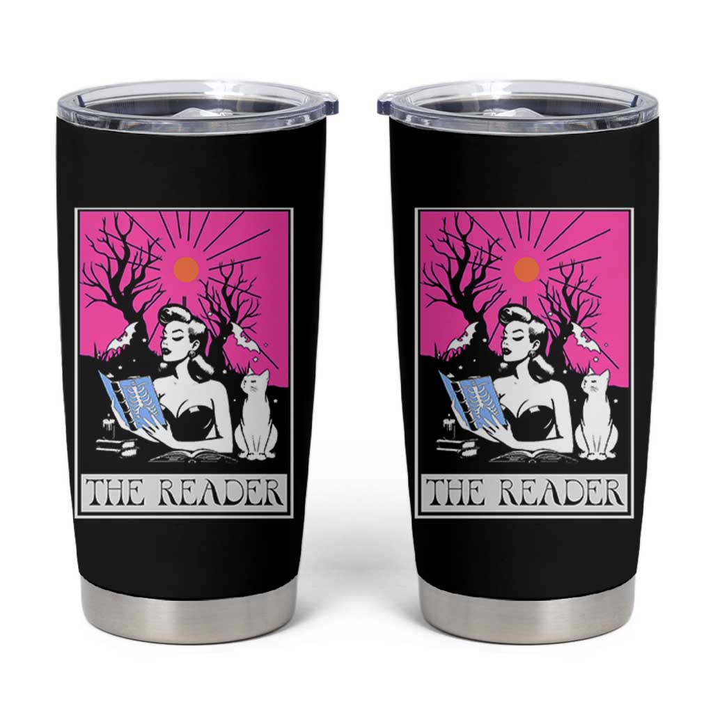 The Reader Tarot Tumbler Cup Witch Reading Book Club Occult Cat Mom - Wonder Print Shop