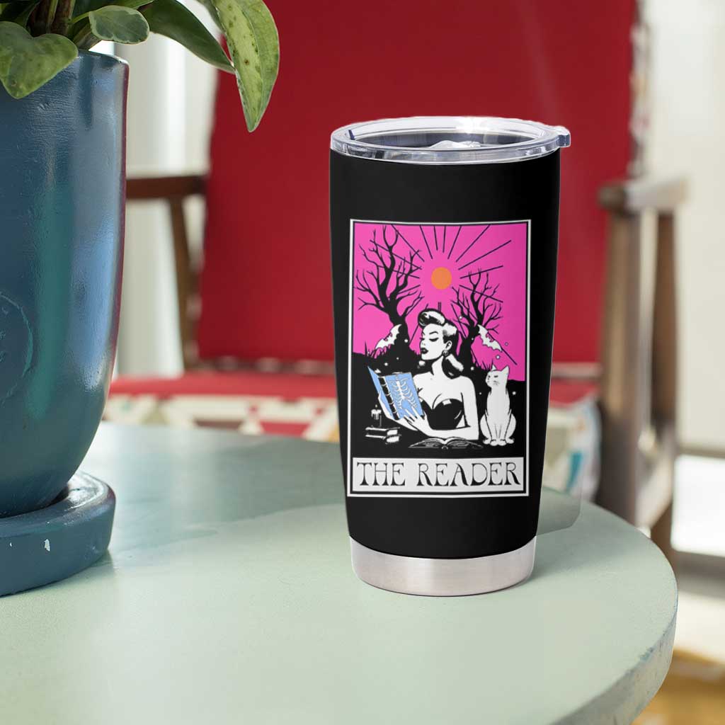 The Reader Tarot Tumbler Cup Witch Reading Book Club Occult Cat Mom - Wonder Print Shop