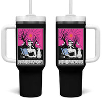 The Reader Tarot Tumbler With Handle Witch Reading Book Club Occult Cat Mom - Wonder Print Shop