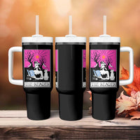 The Reader Tarot Tumbler With Handle Witch Reading Book Club Occult Cat Mom - Wonder Print Shop