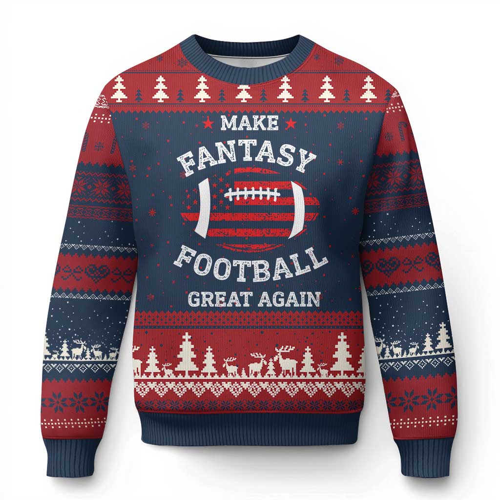 Funny Make Fantasy Football Great Again Ugly Christmas Sweater - Wonder Print Shop