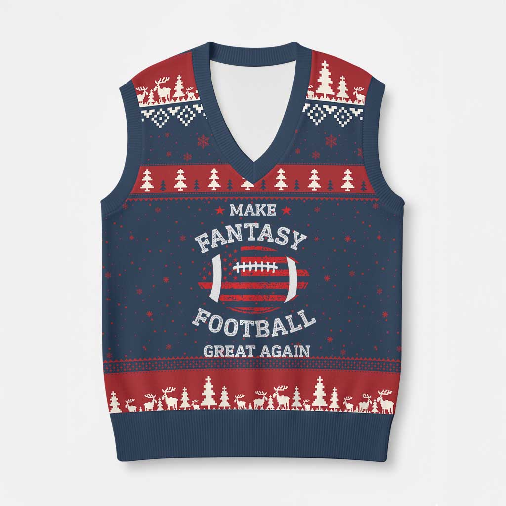 Funny Make Fantasy Football Great Again V-Neck Knit Sweater Vest - Wonder Print Shop