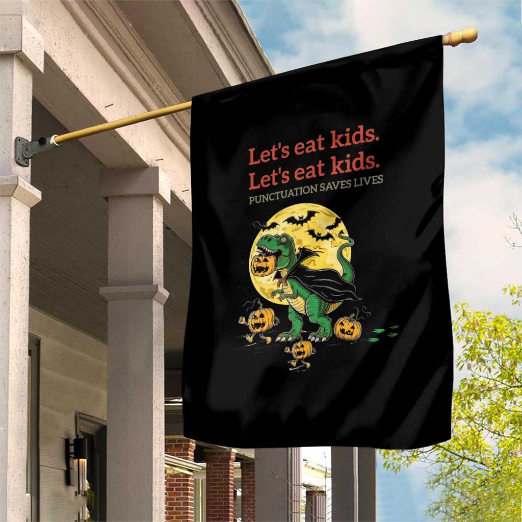 Grammar English Teacher Garden Flag Funny Halloween Dinosaurs Pumpkin Punctuation Saves Lives