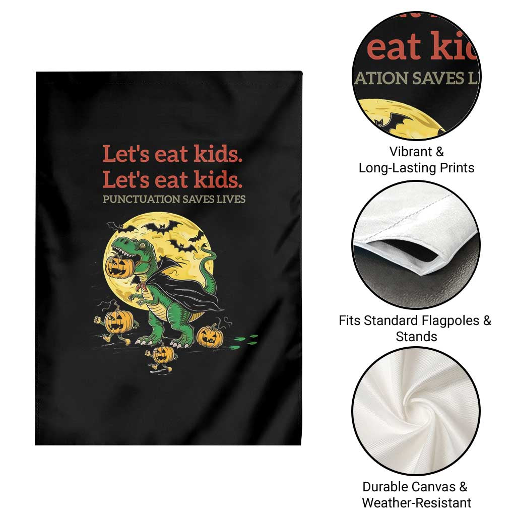 Grammar English Teacher Garden Flag Funny Halloween Dinosaurs Pumpkin Punctuation Saves Lives