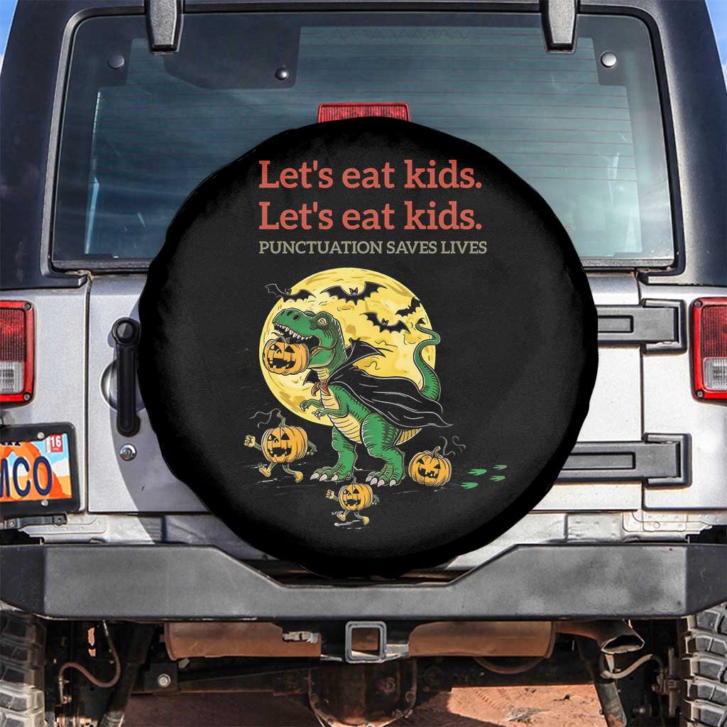 Grammar English Teacher Spare Tire Cover Funny Halloween Dinosaurs Pumpkin Punctuation Saves Lives