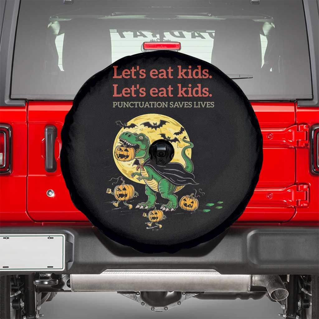 Grammar English Teacher Spare Tire Cover Funny Halloween Dinosaurs Pumpkin Punctuation Saves Lives