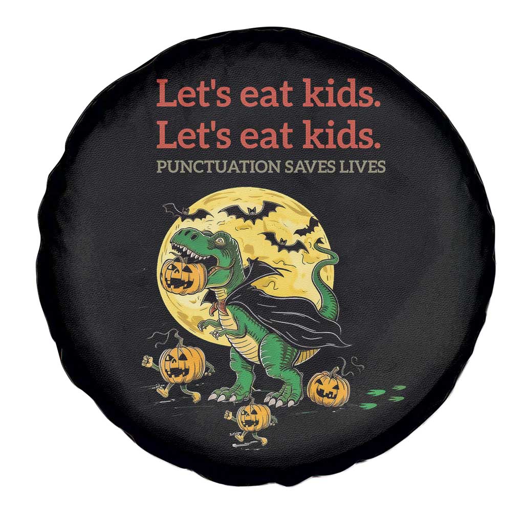 Grammar English Teacher Spare Tire Cover Funny Halloween Dinosaurs Pumpkin Punctuation Saves Lives