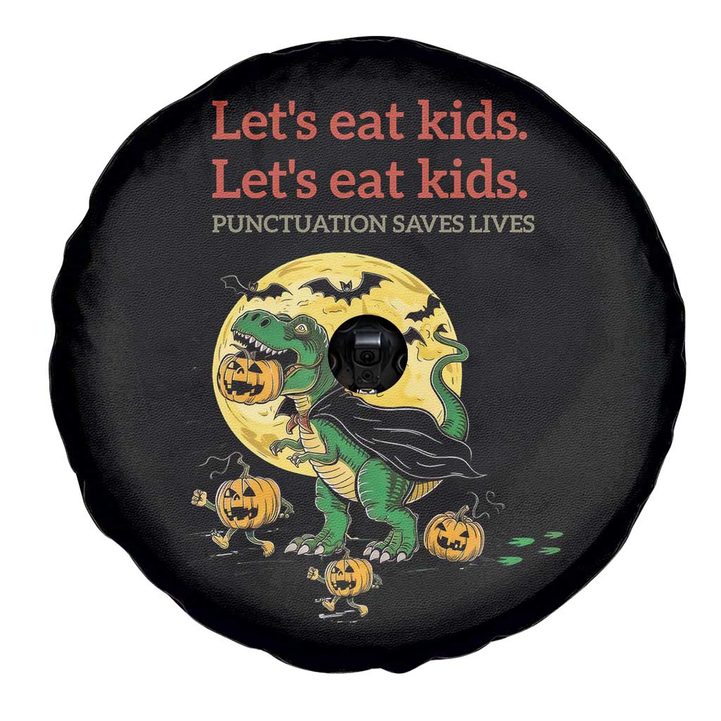 Grammar English Teacher Spare Tire Cover Funny Halloween Dinosaurs Pumpkin Punctuation Saves Lives