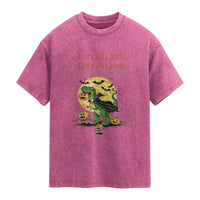 Grammar English Teacher Washed Cotton T-Shirt Funny Halloween Dinosaurs Pumpkin Punctuation Saves Lives