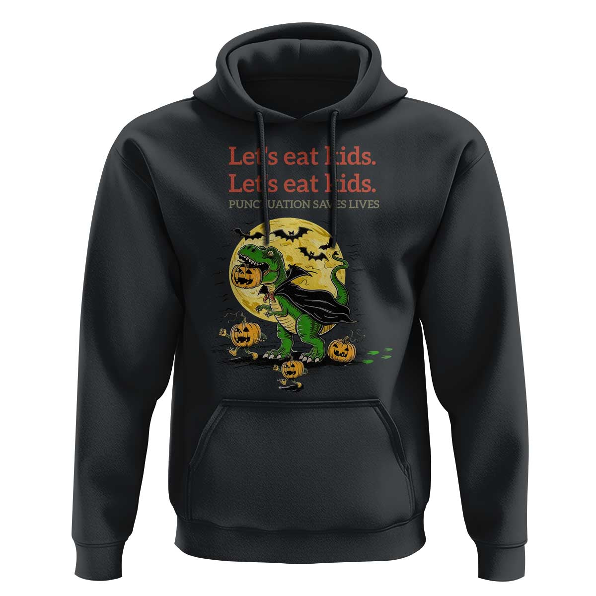 Grammar English Teacher Hoodie Funny Halloween Dinosaurs Pumpkin Punctuation Saves Lives