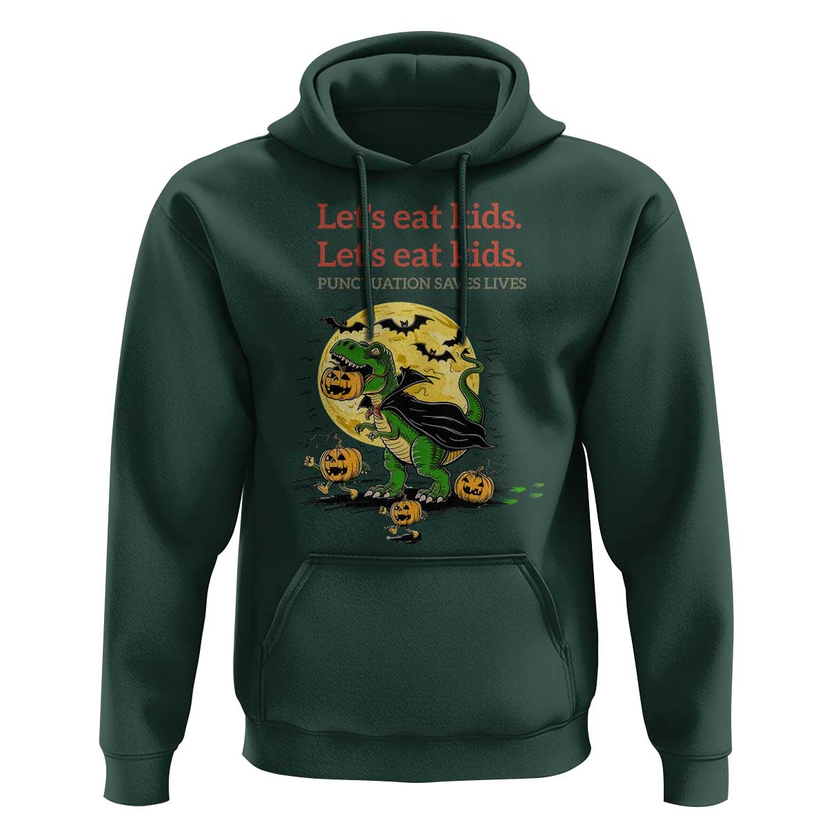 Grammar English Teacher Hoodie Funny Halloween Dinosaurs Pumpkin Punctuation Saves Lives