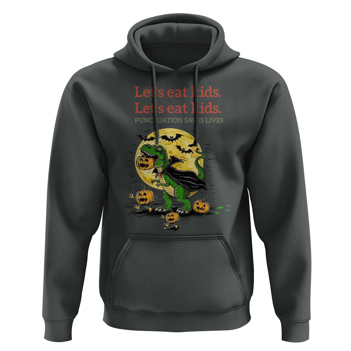 Grammar English Teacher Hoodie Funny Halloween Dinosaurs Pumpkin Punctuation Saves Lives