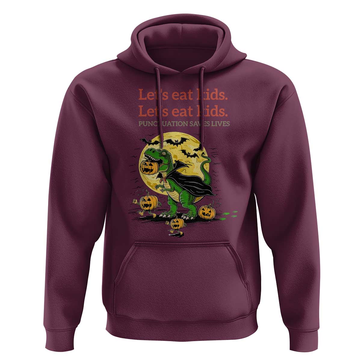 Grammar English Teacher Hoodie Funny Halloween Dinosaurs Pumpkin Punctuation Saves Lives