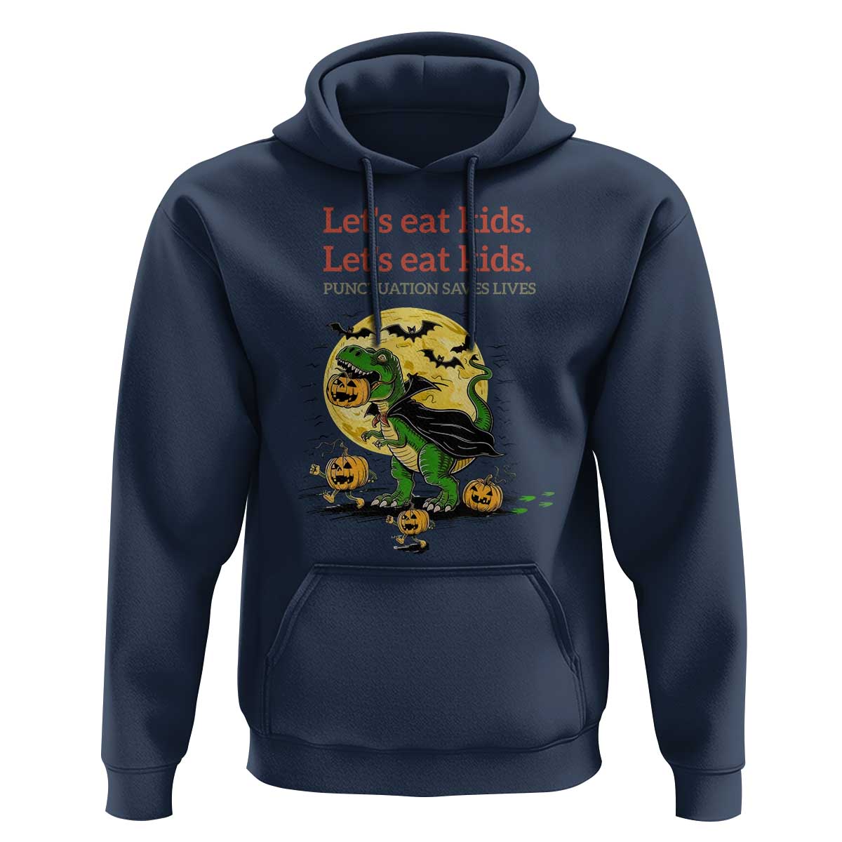 Grammar English Teacher Hoodie Funny Halloween Dinosaurs Pumpkin Punctuation Saves Lives