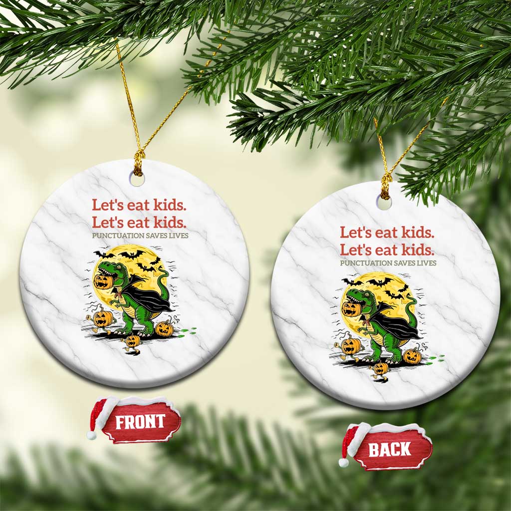 Grammar English Teacher Ceramic Ornament Funny Halloween Dinosaurs Pumpkin Punctuation Saves Lives