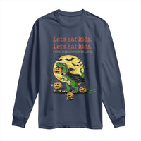 Grammar English Teacher Long Sleeve Shirt Funny Halloween Dinosaurs Pumpkin Punctuation Saves Lives