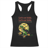 Grammar English Teacher Racerback Tank Top Funny Halloween Dinosaurs Pumpkin Punctuation Saves Lives