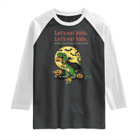 Grammar English Teacher Raglan Shirt Funny Halloween Dinosaurs Pumpkin Punctuation Saves Lives