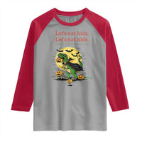 Grammar English Teacher Raglan Shirt Funny Halloween Dinosaurs Pumpkin Punctuation Saves Lives