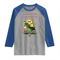 Grammar English Teacher Raglan Shirt Funny Halloween Dinosaurs Pumpkin Punctuation Saves Lives