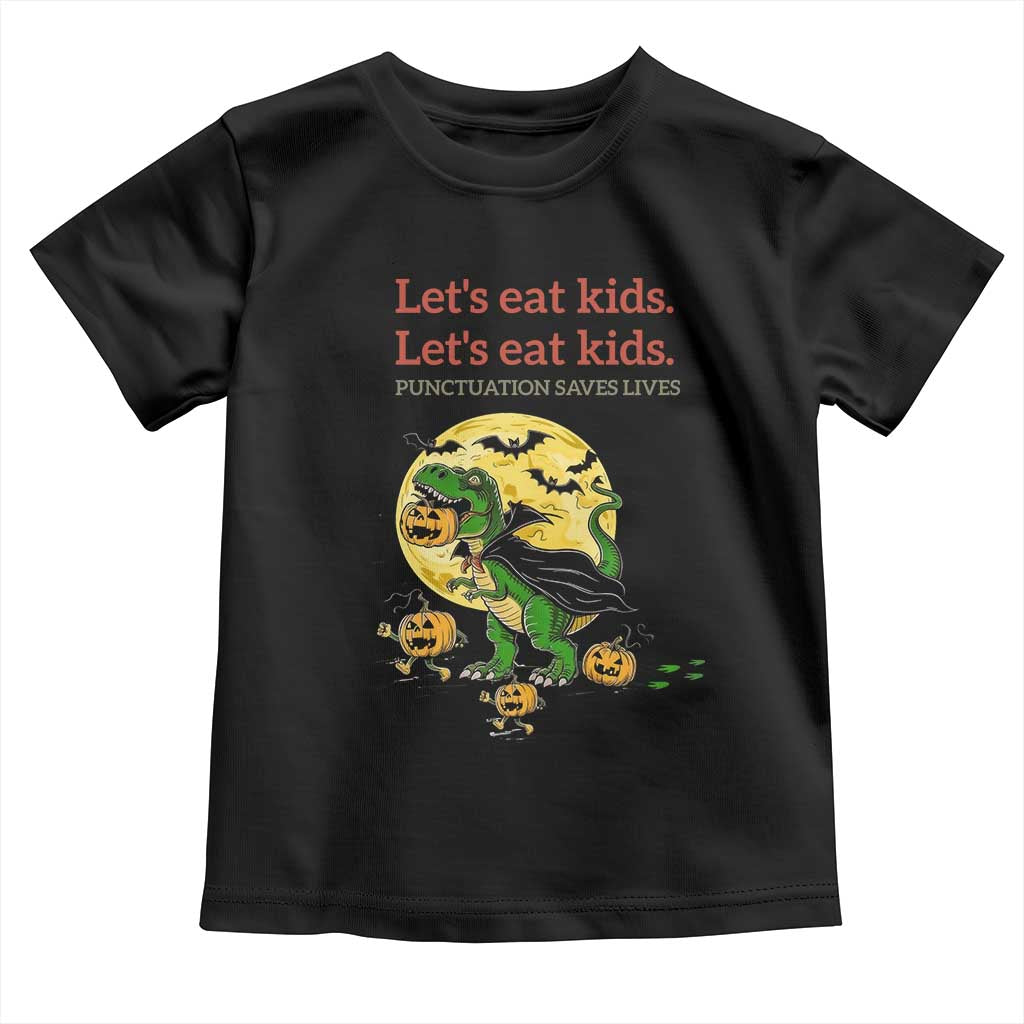 Grammar English Teacher Toddler T Shirt Funny Halloween Dinosaurs Pumpkin Punctuation Saves Lives