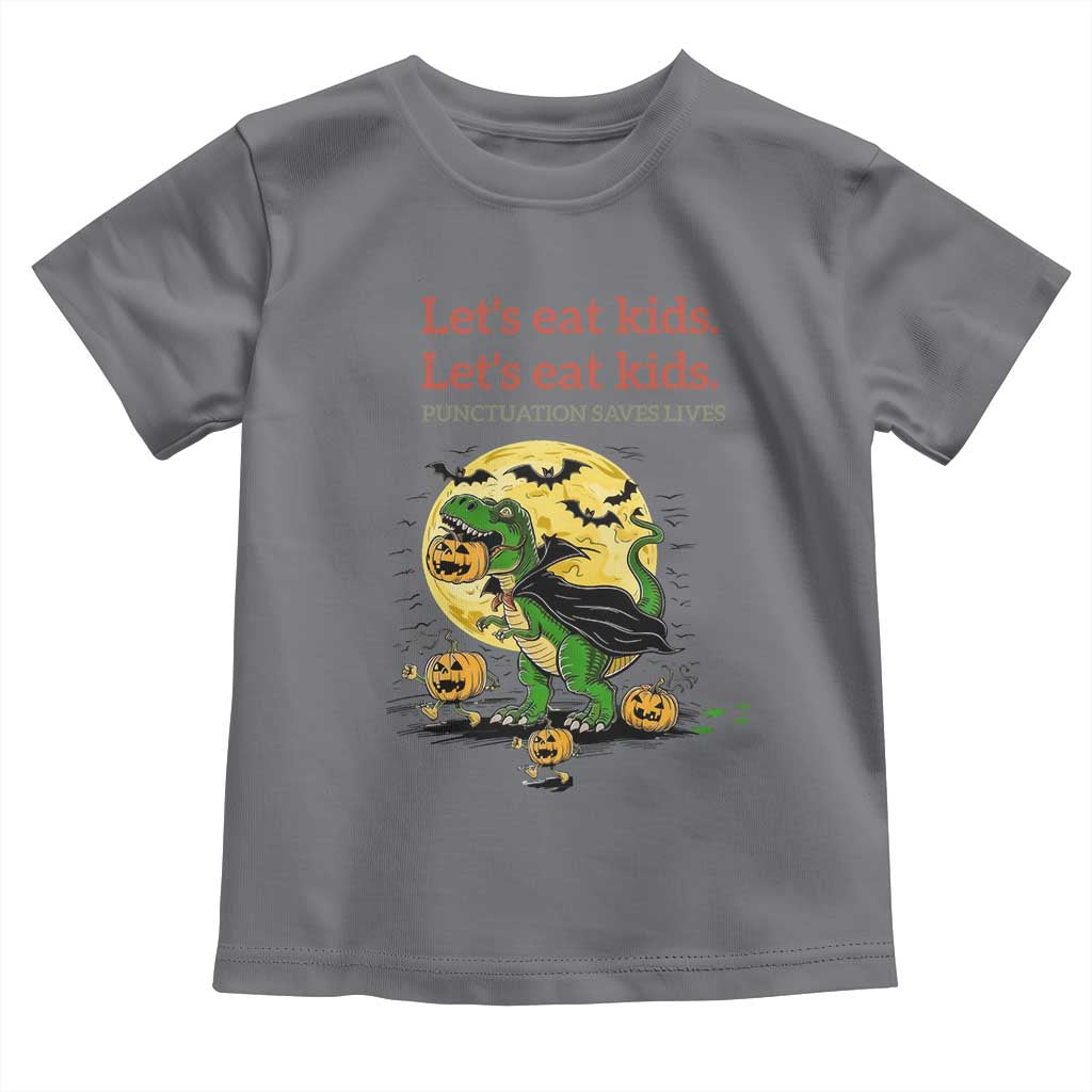 Grammar English Teacher Toddler T Shirt Funny Halloween Dinosaurs Pumpkin Punctuation Saves Lives