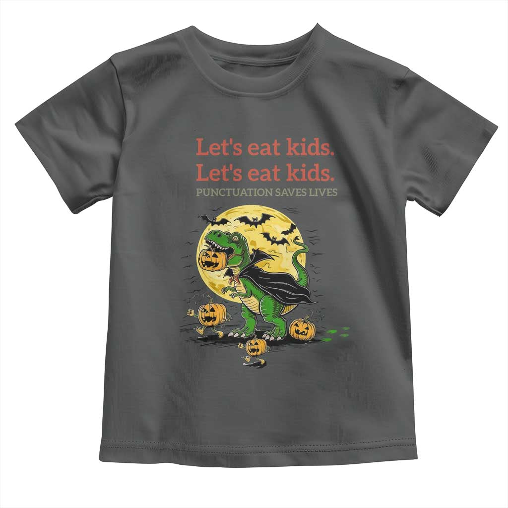 Grammar English Teacher Toddler T Shirt Funny Halloween Dinosaurs Pumpkin Punctuation Saves Lives