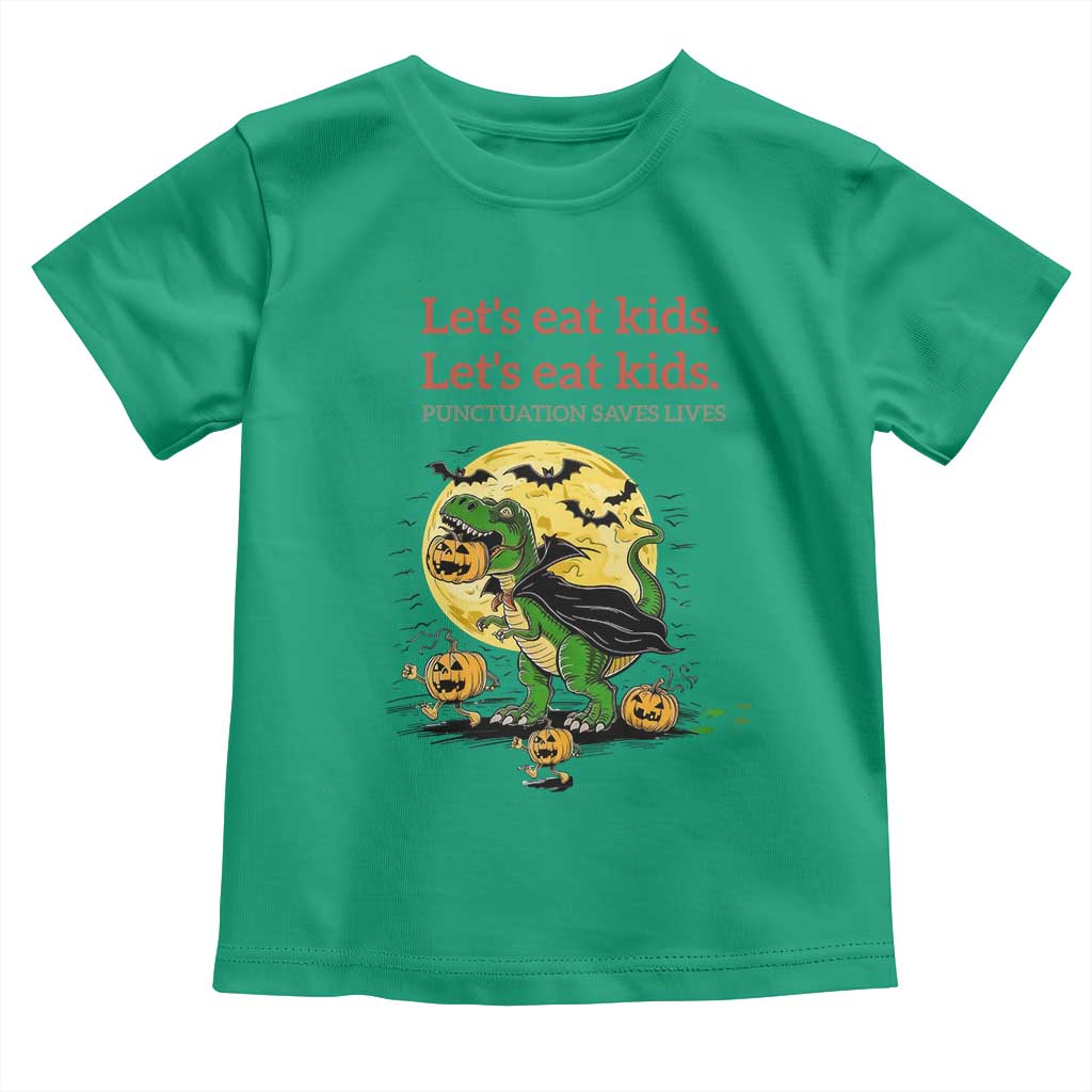 Grammar English Teacher Toddler T Shirt Funny Halloween Dinosaurs Pumpkin Punctuation Saves Lives