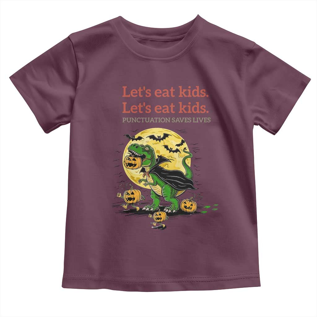 Grammar English Teacher Toddler T Shirt Funny Halloween Dinosaurs Pumpkin Punctuation Saves Lives