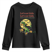 Grammar English Teacher Youth Sweatshirt Funny Halloween Dinosaurs Pumpkin Punctuation Saves Lives