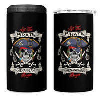 Skull Pirate Let The Pirate Shenanigans Begin 4 in 1 Can Cooler Tumbler Halloween Crossbones Freebooter