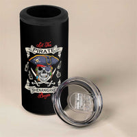 Skull Pirate Let The Pirate Shenanigans Begin 4 in 1 Can Cooler Tumbler Halloween Crossbones Freebooter