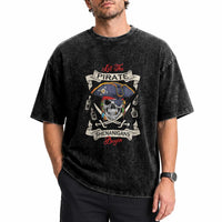 Skull Pirate Let The Pirate Shenanigans Begin Washed Cotton T-Shirt Halloween Crossbones Freebooter