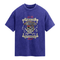 Skull Pirate Let The Pirate Shenanigans Begin Washed Cotton T-Shirt Halloween Crossbones Freebooter