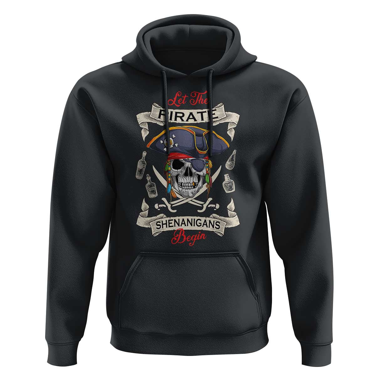 Skull Pirate Let The Pirate Shenanigans Begin Hoodie Halloween Crossbones Freebooter