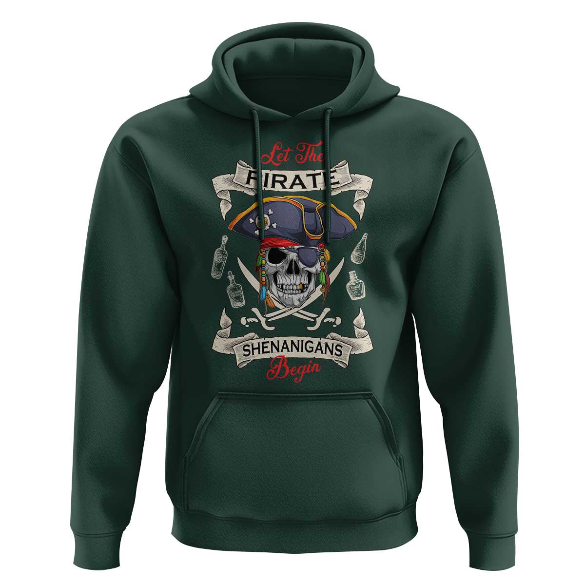 Skull Pirate Let The Pirate Shenanigans Begin Hoodie Halloween Crossbones Freebooter